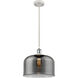 Ballston X-Large Bell 1 Light 12 inch White and Polished Chrome Mini Pendant Ceiling Light in Plated Smoke Glass