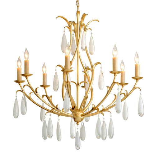 Prosecco 8 Light 34.75 inch Gold Leaf Chandelier Ceiling Light