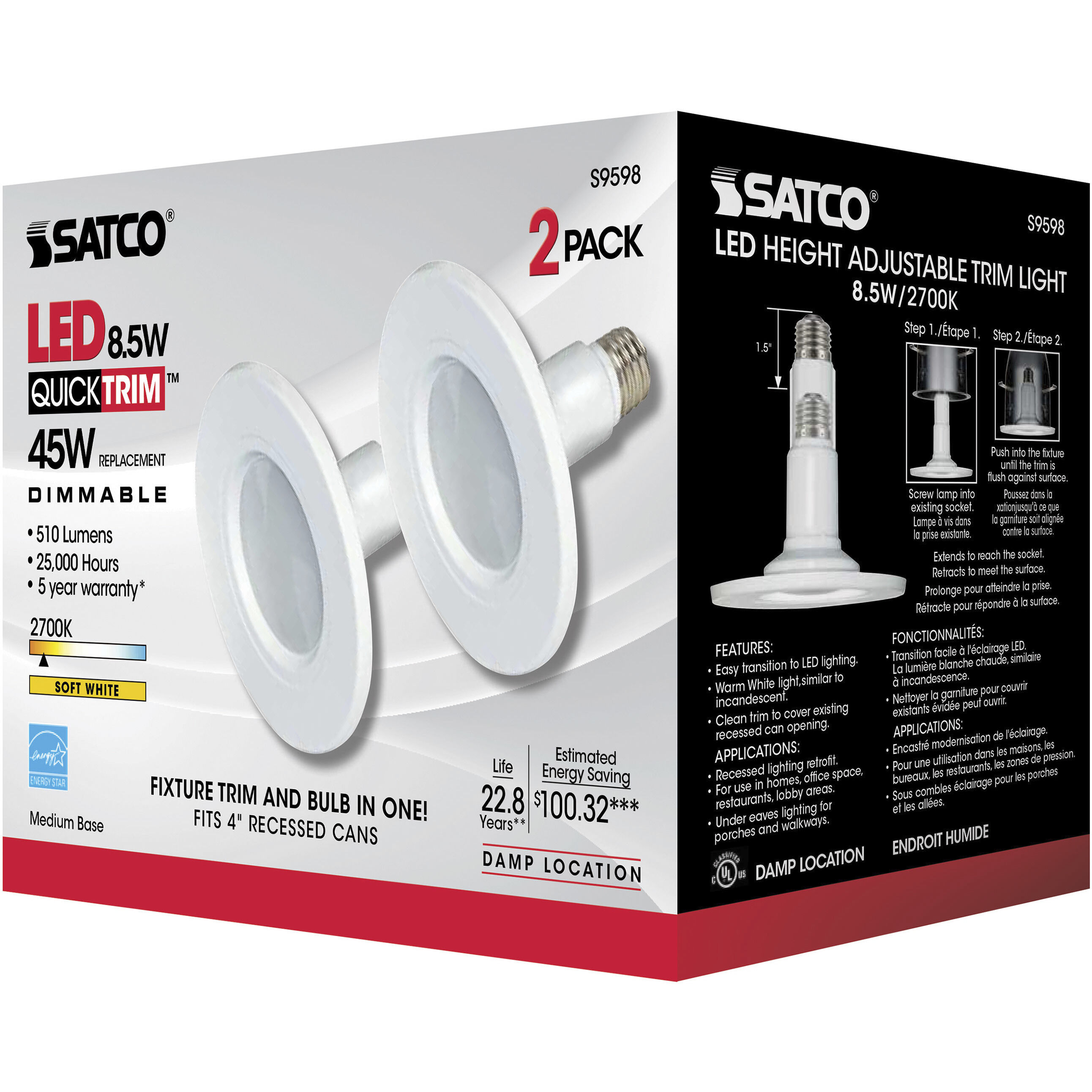 Edgewood LED Module White Recessed, Pack of 2