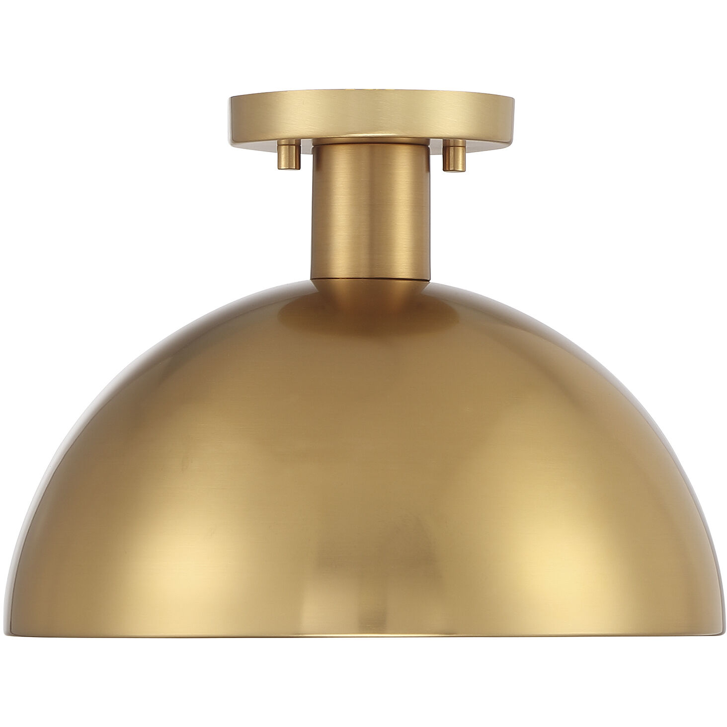 Vintage 1 Light 12 inch Natural Brass Semi-Flush Ceiling Light