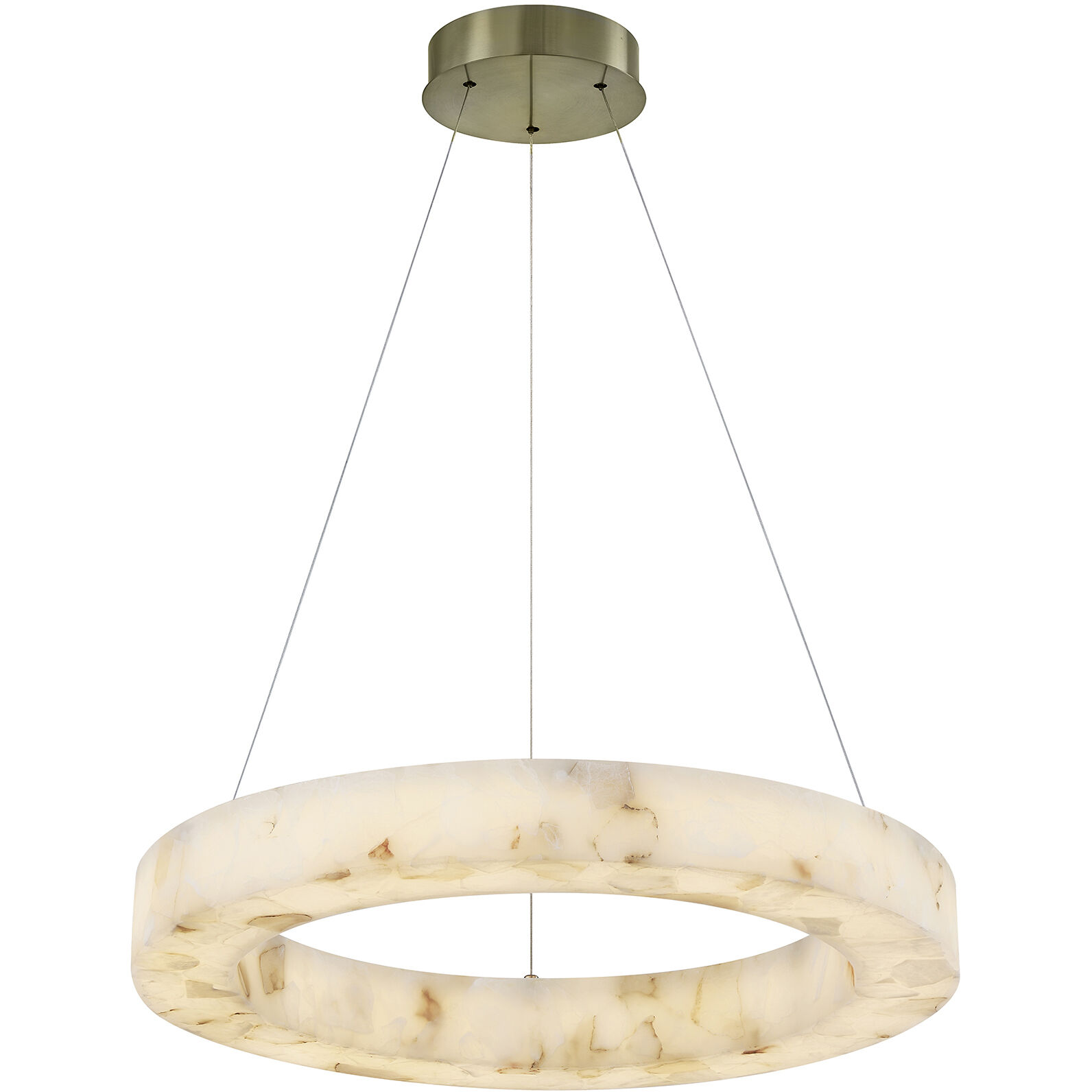 LumenAria LED 24 inch Brushed Brass Pendant Ceiling Light in Alabaster Rocks