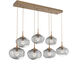 Nova LED LED Novel Brass Linear Pendant Ceiling Light in 2700K LED, Zircon Inner - Smoke Outer, Multi-Pendant