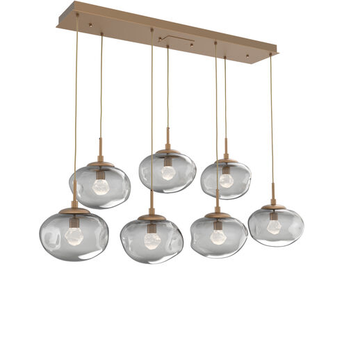 Nova LED LED Novel Brass Linear Pendant Ceiling Light in 2700K LED, Zircon Inner - Smoke Outer, Multi-Pendant
