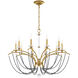 Priscilla 10 Light Heirloom Gold Chandelier Ceiling Light in Dark Grey Pearl, Adjustable Height