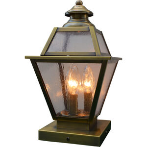 Inverness 3 Light 15 inch Antique Copper Column Mount in Clear