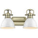 Yep Duncan Vanity Wall Light in Aged Brass, Matte White