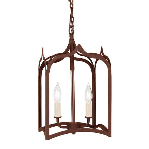 Gothic 2 Light 9 inch Rust Foyer Lantern Ceiling Light