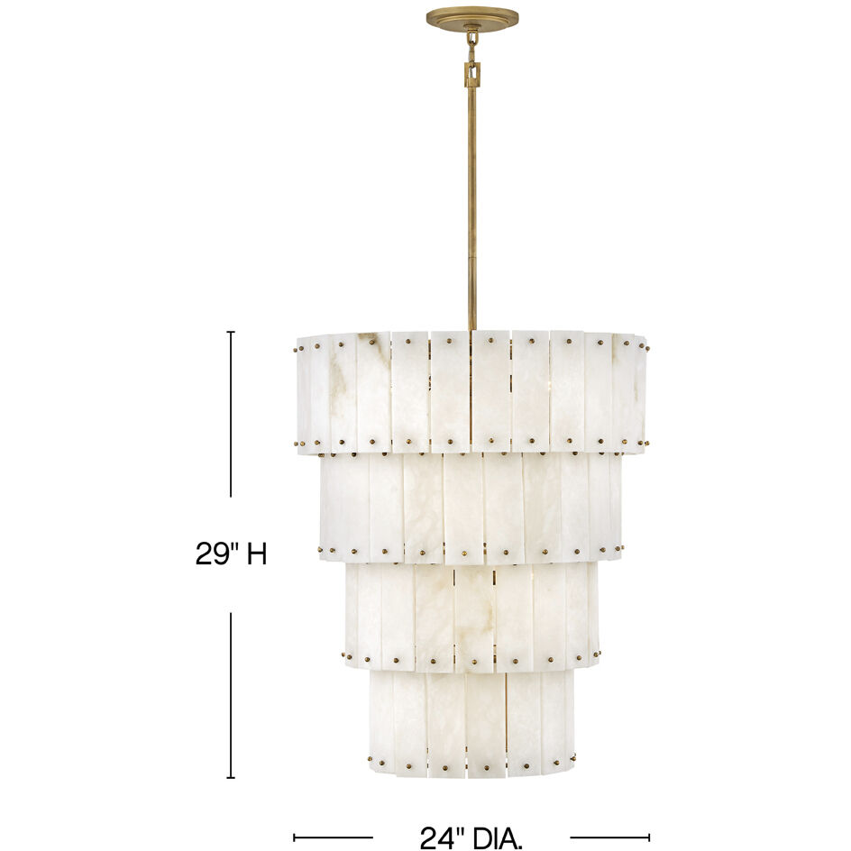 Simone LED 24 inch Burnished Gold Chandelier Ceiling Light in Alabaster, Multi Tier