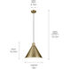 Zailey 1 Light Natural Brass Pendant Ceiling Light