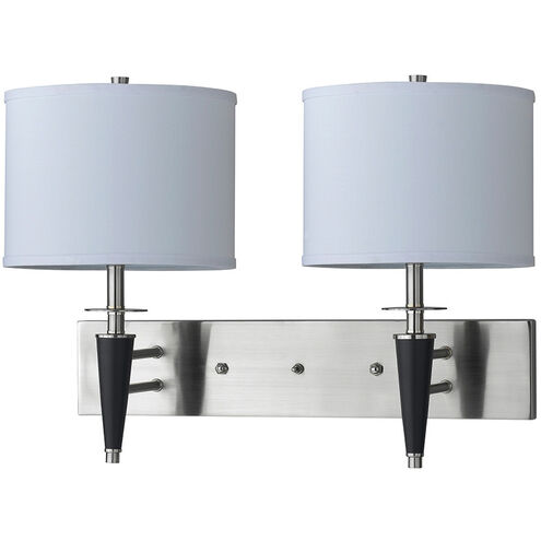 Hotel 2 Light 24 inch Brushed Steel and Black Wall Lamp Wall Light