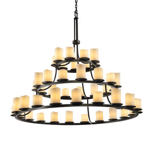 Candlearia 45 Light 60 inch Dark Bronze Chandelier Ceiling Light in Cream (CandleAria), Cylinder with Melted Rim