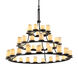 Candlearia 45 Light 60 inch Dark Bronze Chandelier Ceiling Light in Cream (CandleAria), Cylinder with Melted Rim, Incandescent