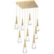 Rain Drop LED 26.8 inch Gilded Brass Chandelier Ceiling Light in 2700K LED, Multi-Port