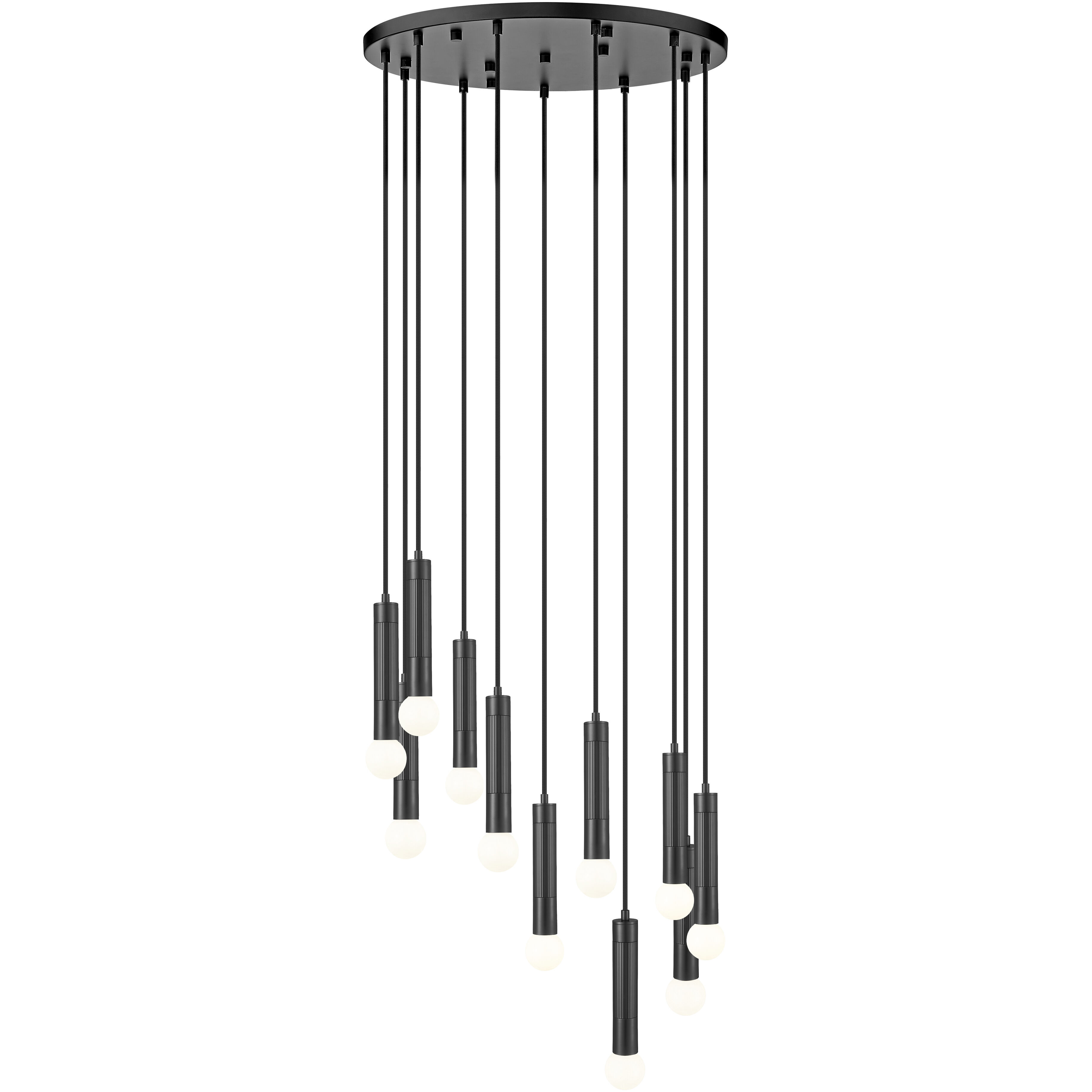 Stari 11 Light 24 inch Matte Black Chandelier Ceiling Light