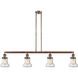 Franklin Restoration Bellmont 4 Light 50.88 inch Antique Copper Island Light Ceiling Light in Seedy Glass, Franklin Restoration