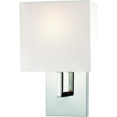 GK 1 Light 7 inch Chrome ADA Wall Sconce Wall Light in White Fabric