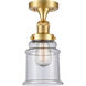Franklin Restoration Canton LED 6 inch Satin Gold Semi-Flush Mount Ceiling Light in Seedy Glass, Franklin Restoration