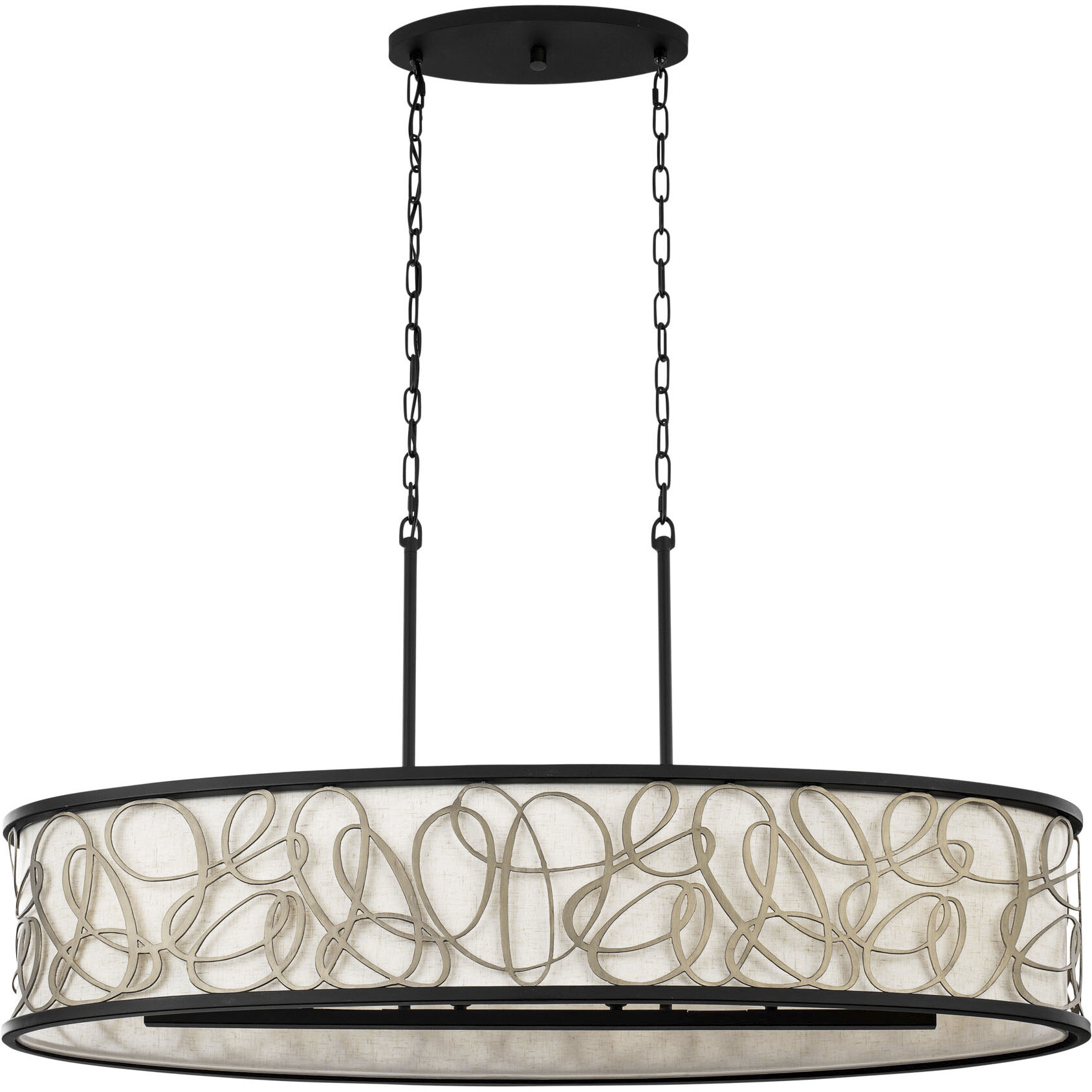 Scribble 6 Light 48 inch Matte Black with Artifact Linear Pendant Ceiling Light, Smithsonian Collaboration