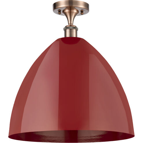 Ballston Plymouth Dome 1 Light 16 inch Antique Copper Semi-Flush Mount Ceiling Light in Matte Red