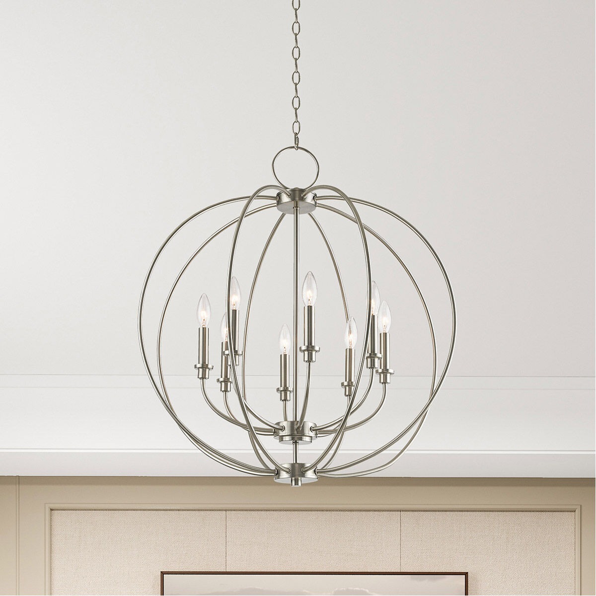 Milania 8 Light 28 inch Brushed Nickel Chandelier Ceiling Light