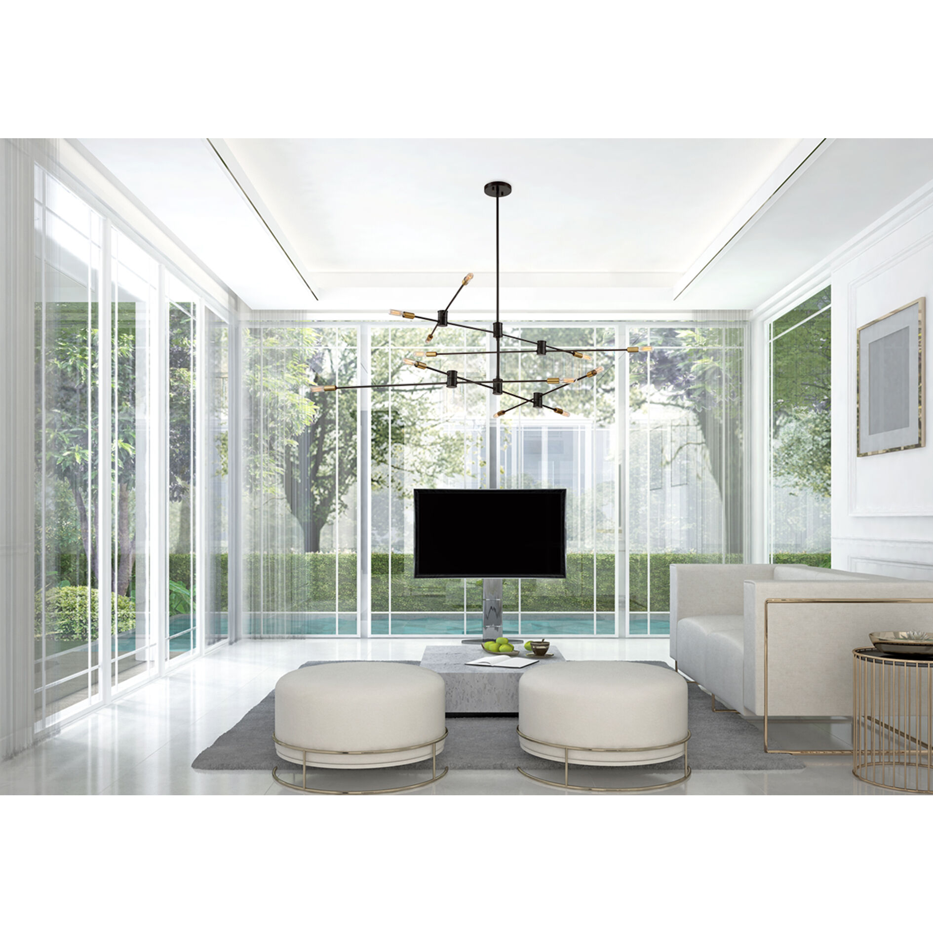 Lyrique 12 Light 54.25 inch Bronze with Brass Accents Chandelier Ceiling Light