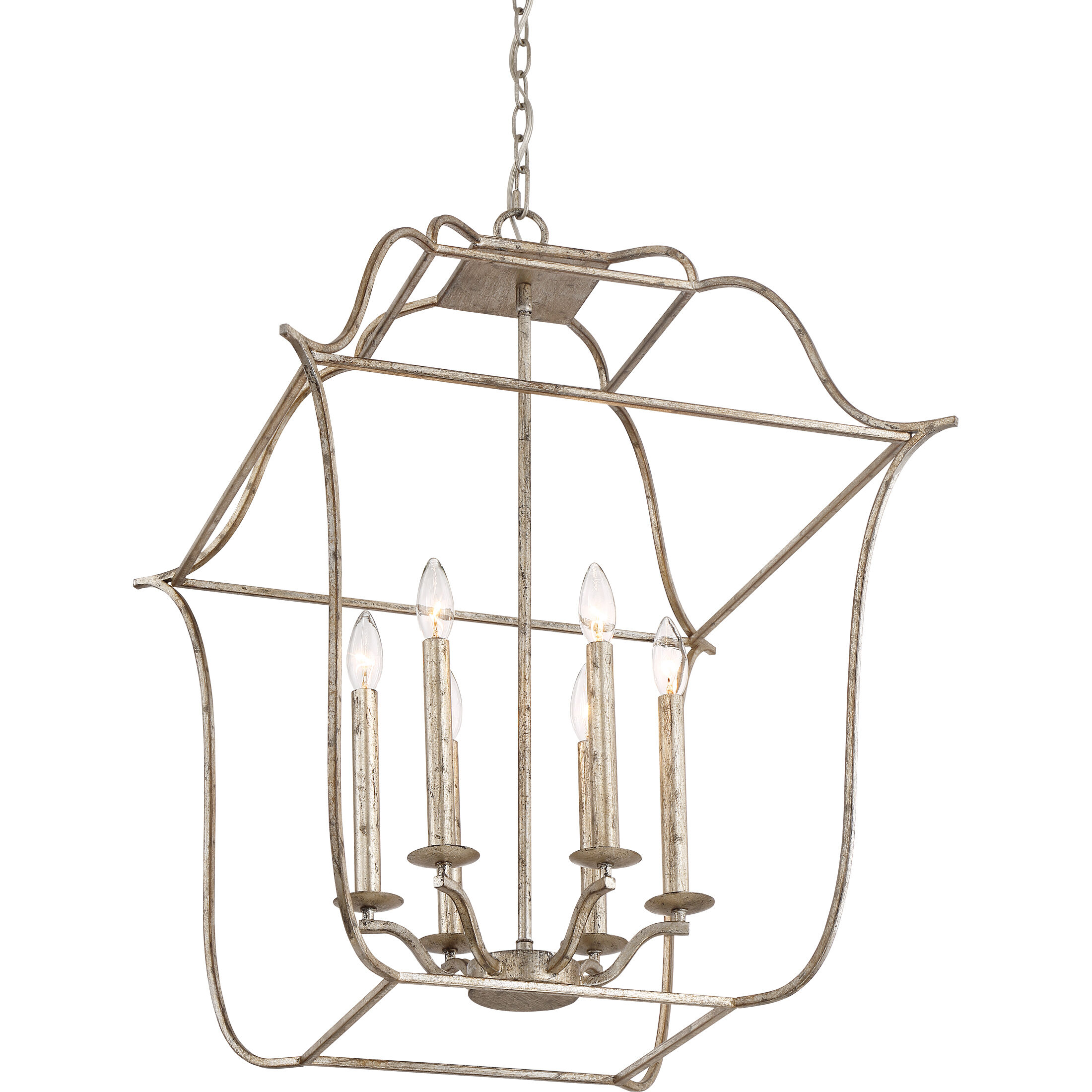 Gallery 6 Light 22 inch Century Silver Leaf Foyer Piece Ceiling Light