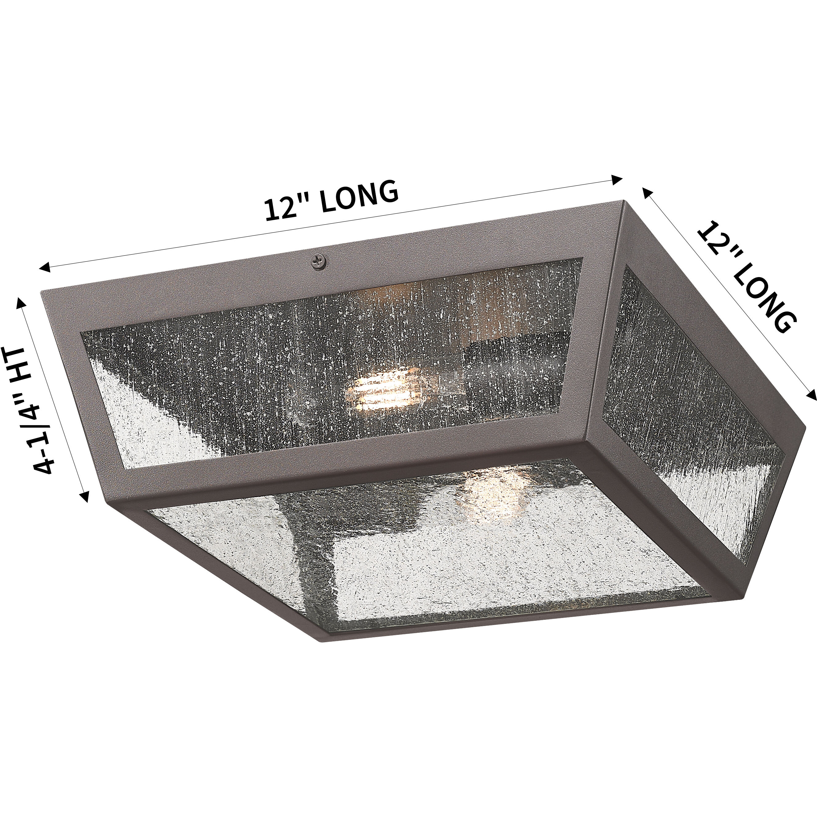 Madison 2 Light 12 inch Bronze Outdoor Flush Mount in Seedy Glass