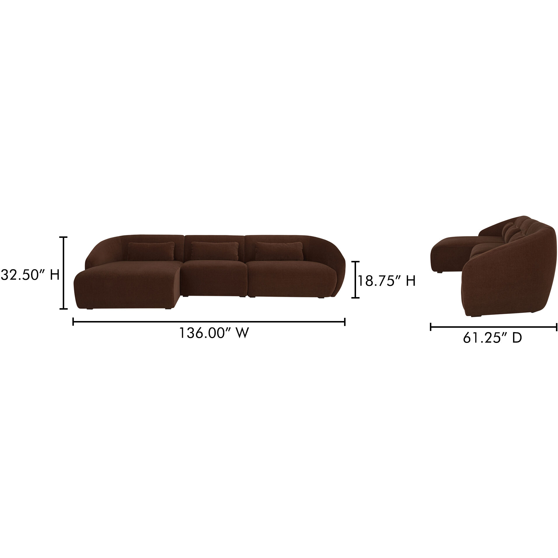 Amelia Brown Modular Left Sectional, Lounge