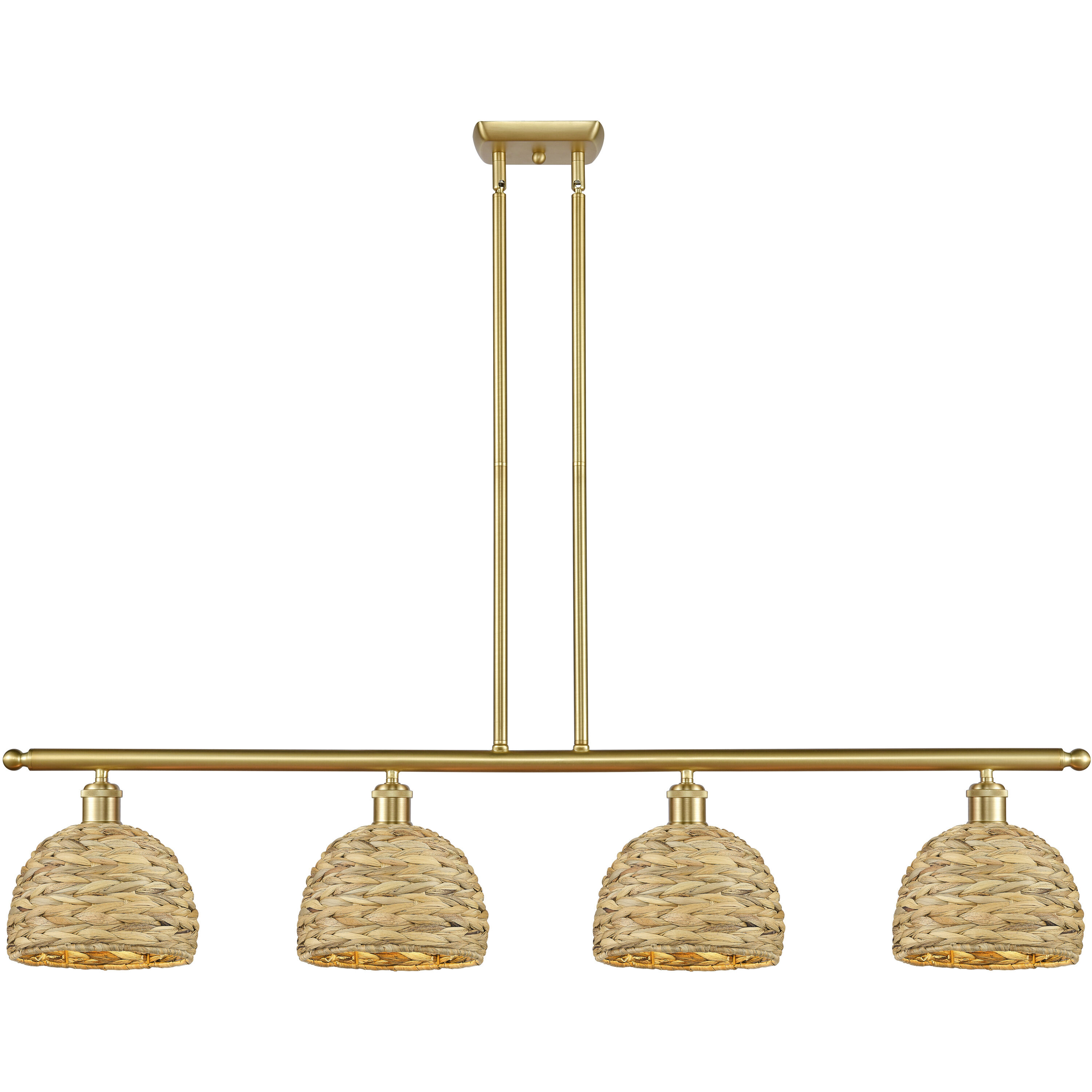 Woven Rattan Island Light Ceiling Light in Satin Gold