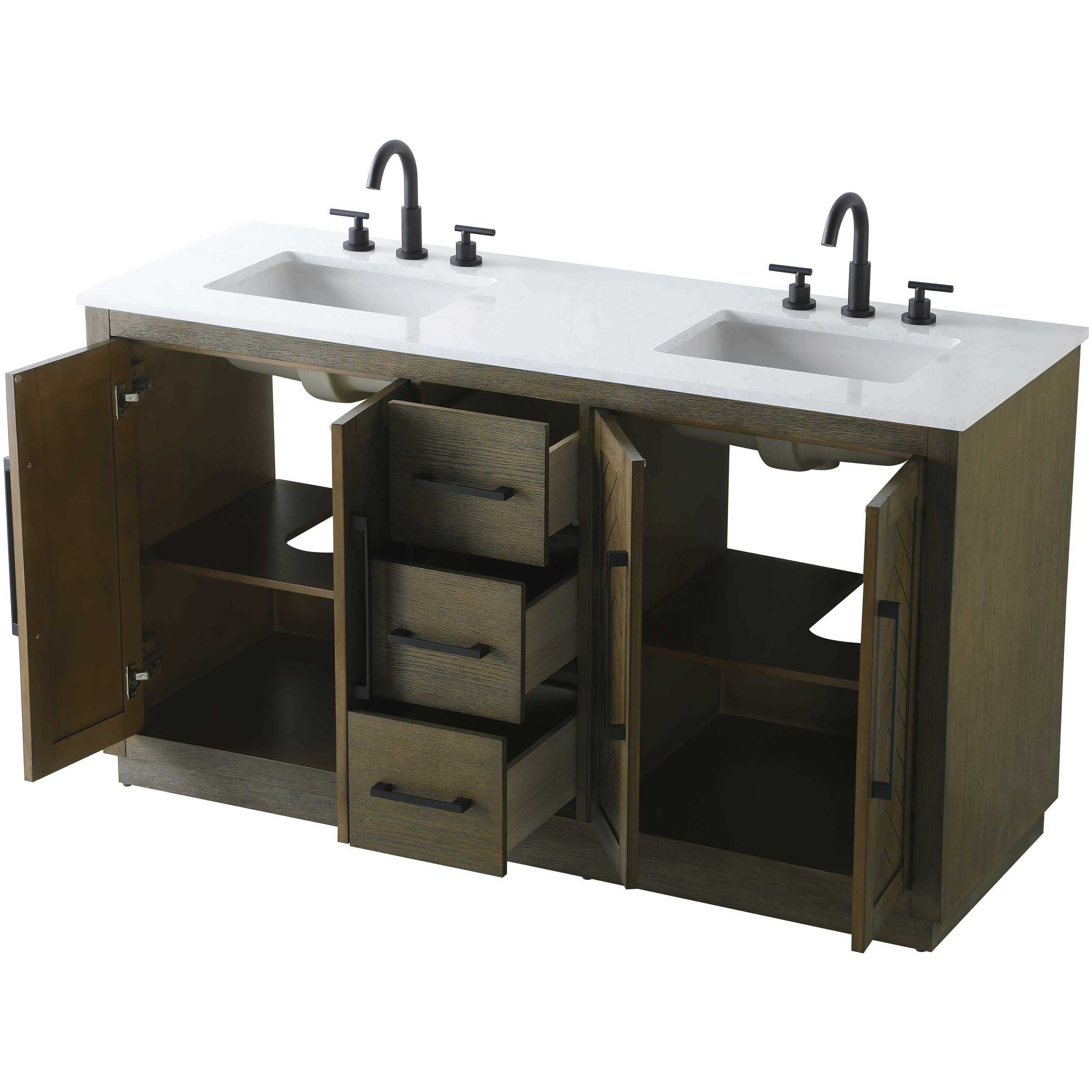 Chase 60 X 34 inch Hazel Oak Bathroom Vanity Cabinet