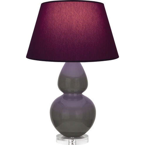 Double Gourd 30 inch 150.00 watt Ash Glazed Ceramic with Lucite Base Table Lamp Portable Light in Plum with Lavender