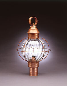 Round Onion 1 Light 21 inch Dark Brass Post Lamp in Clear Seedy Glass, One 75W Medium