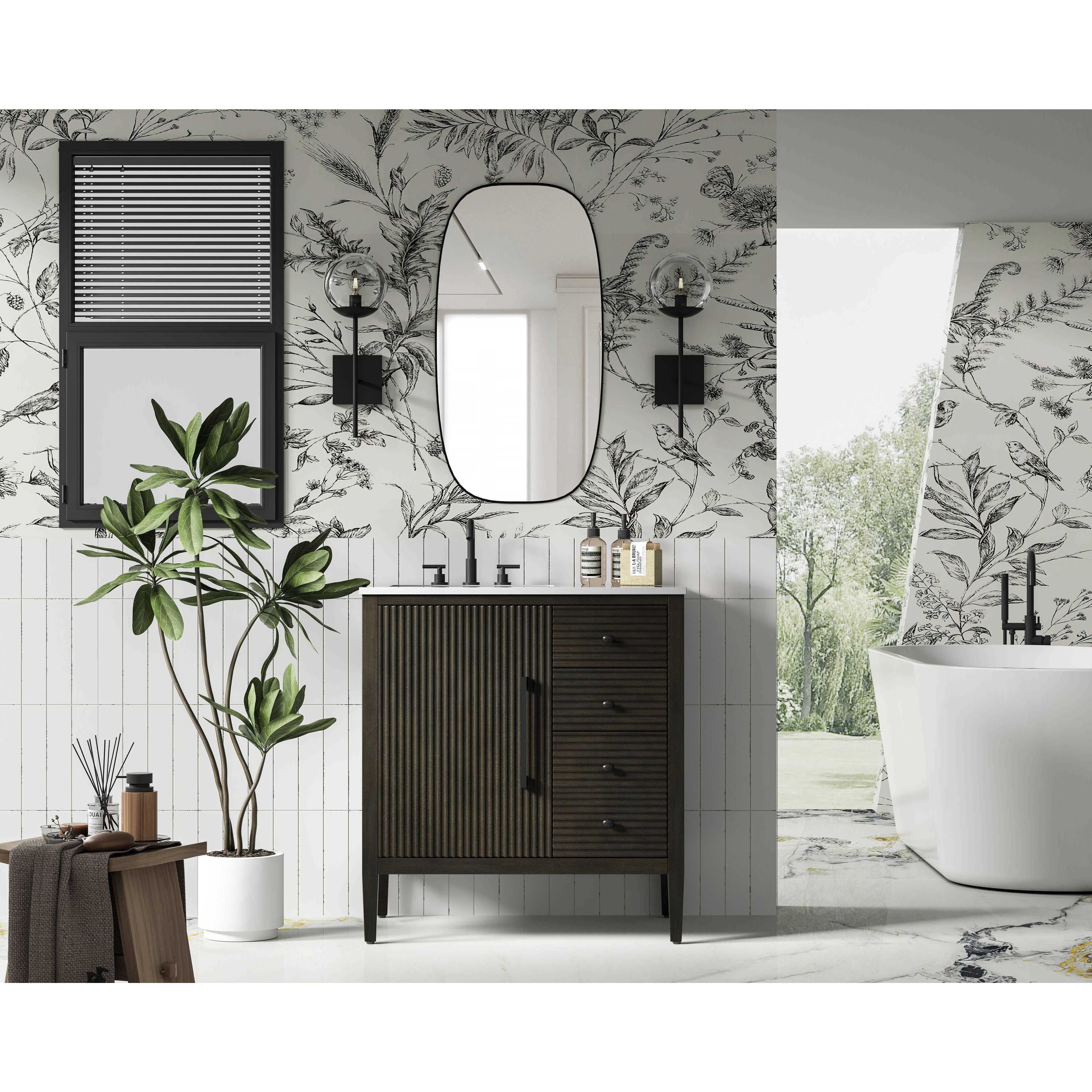 Blakely 32 X 34 inch Chocolate Oak Bathroom Vanity Cabinet