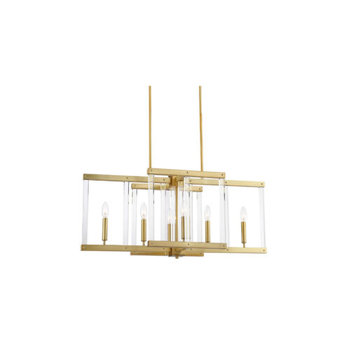 Regent 6 Light 14 inch Polished Brass with Acrylic Chandelier Ceiling Light
