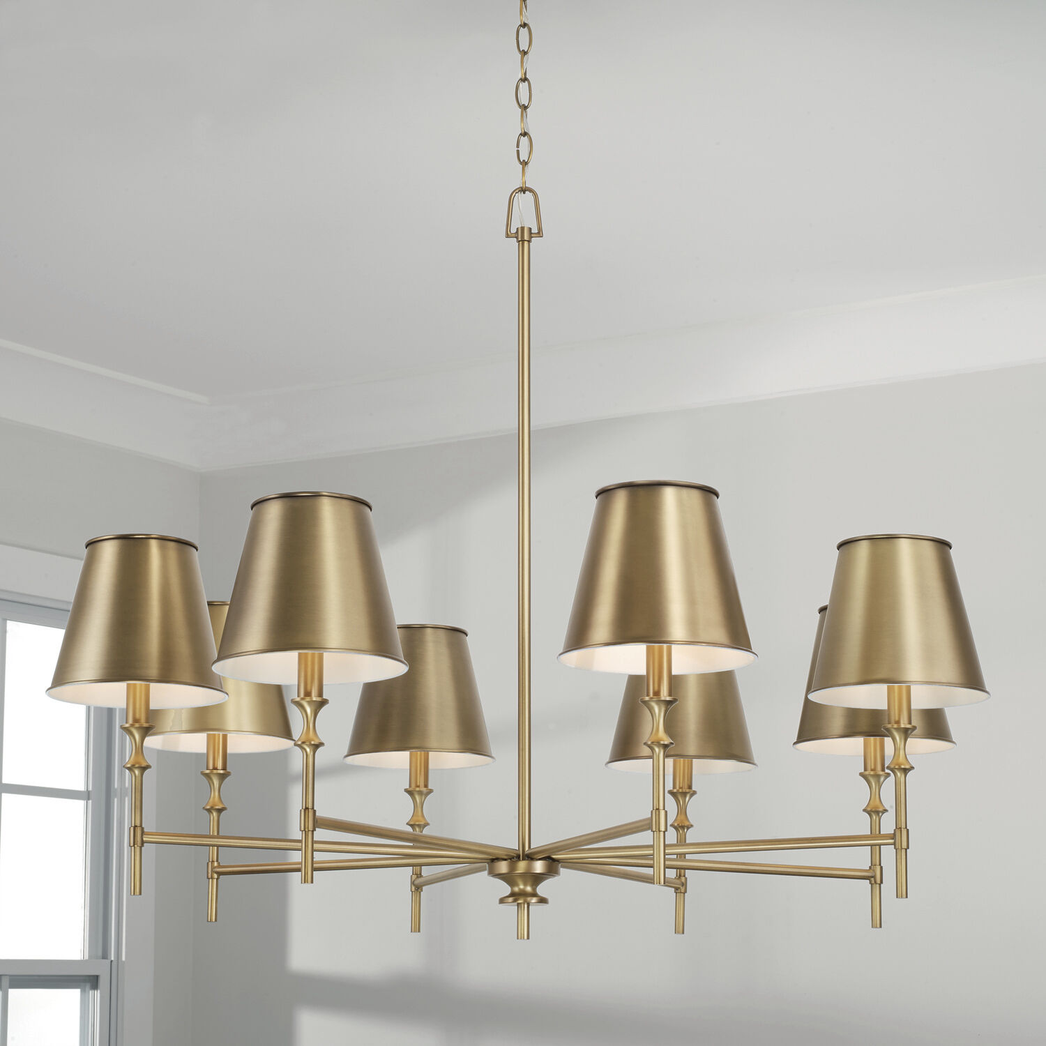 Whitney 8 Light 41 inch Aged Brass Chandelier Ceiling Light