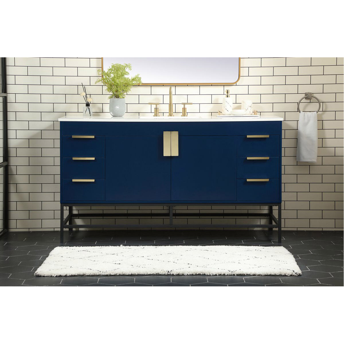 Eugene 60 X 22 X 34 inch Blue Vanity Sink Set
