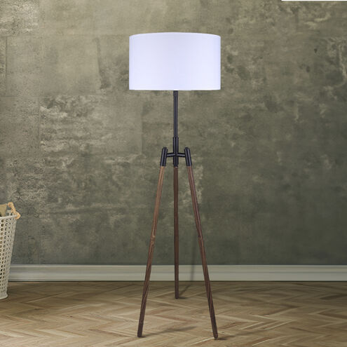 Sull 57 inch 150.00 watt Black and Wood Floor Lamp Portable Light