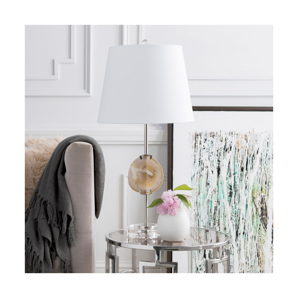 Vince 27.25 inch 100 watt White Table Lamp Portable Light