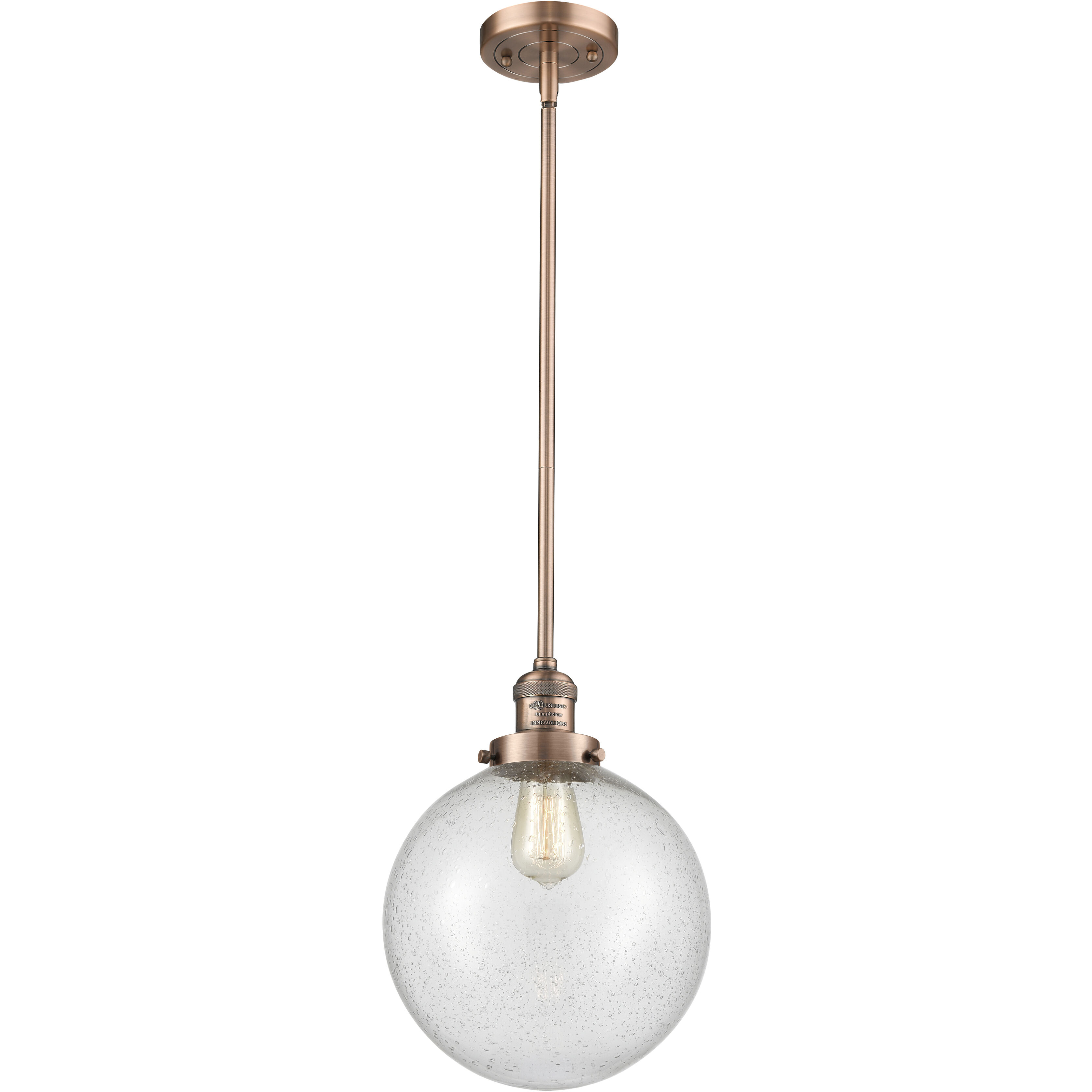 Franklin Restoration Beacon LED 10 inch Antique Copper Mini Pendant Ceiling Light in Seedy, Franklin Restoration