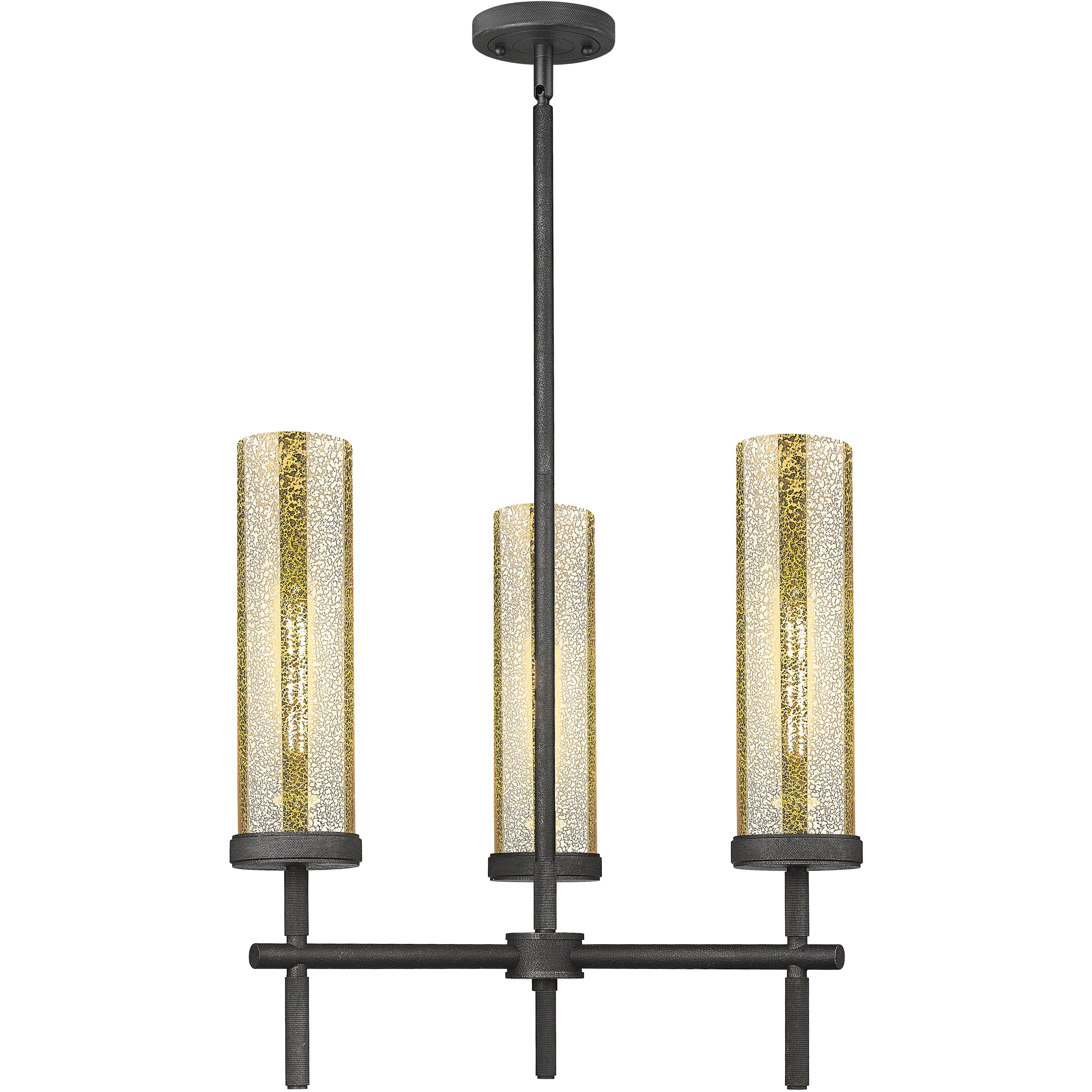 Lincoln 3 Light 21.25 inch Weathered Zinc Pendant Ceiling Light in Mercury Glass