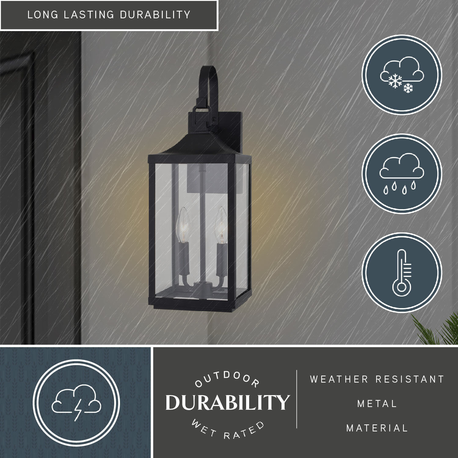 Old Town 2 Light 19.5 inch Textured Black Outdoor Wall Lantern