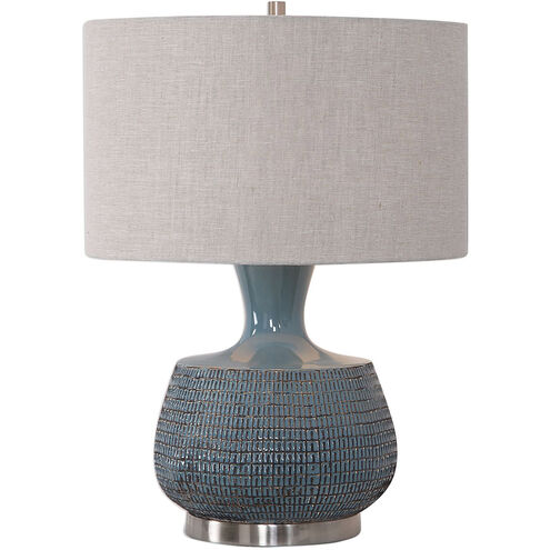 Hearst 25 inch 150 watt Blue Glaze With Rust Bronze Distressing Table Lamp Portable Light