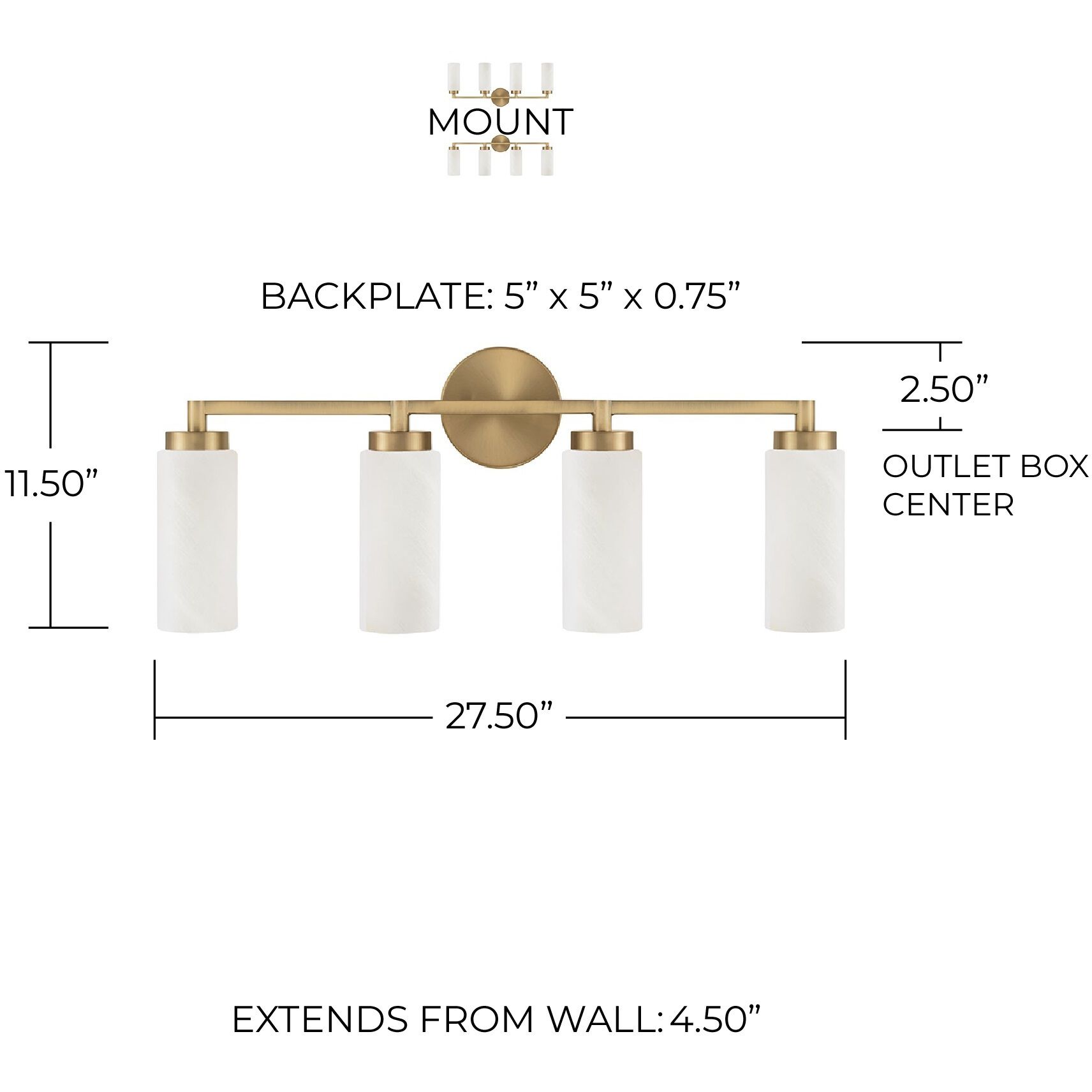 Alyssa 4 Light 27.5 inch Aged Brass Vanity Light Wall Light