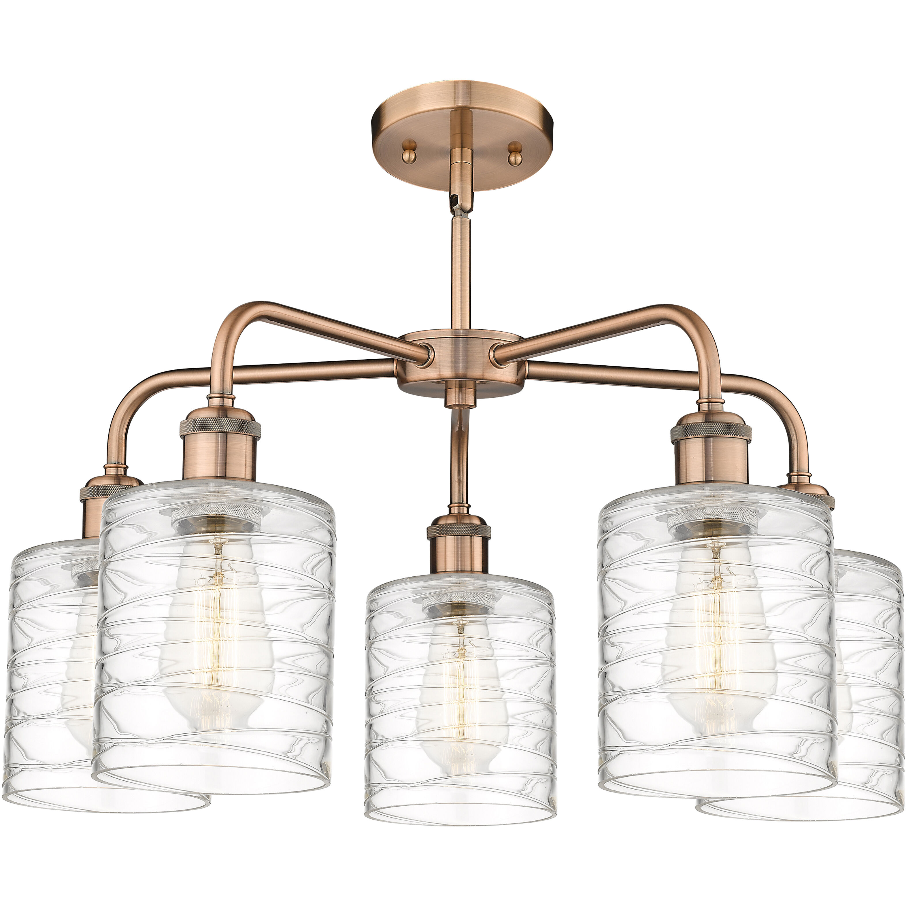 Cobbleskill 5 Light 23 inch Antique Copper Chandelier Ceiling Light in Deco Swirl