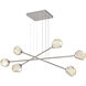 Gem LED Beige Silver Linear Multi-Pendant Ceiling Light in Amber, 2700K LED, Triple Moda