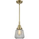 Franklin Restoration Chatham LED 6 inch Antique Brass Mini Pendant Ceiling Light in Clear Glass