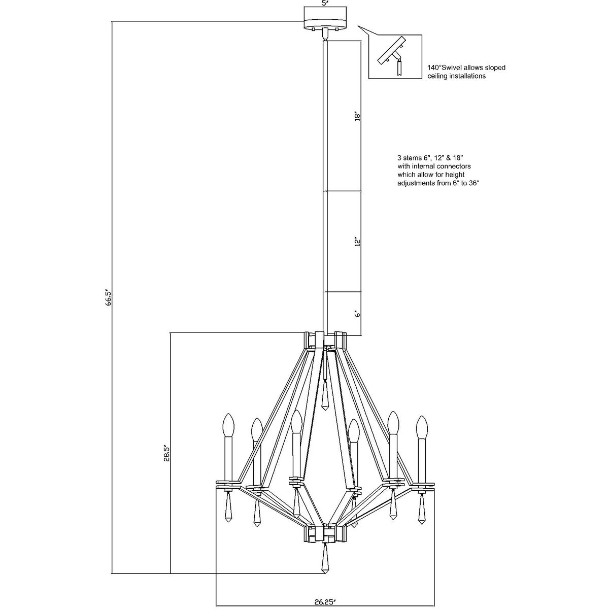 Robin 6 Light 26 inch Soft Gold Chandelier Ceiling Light