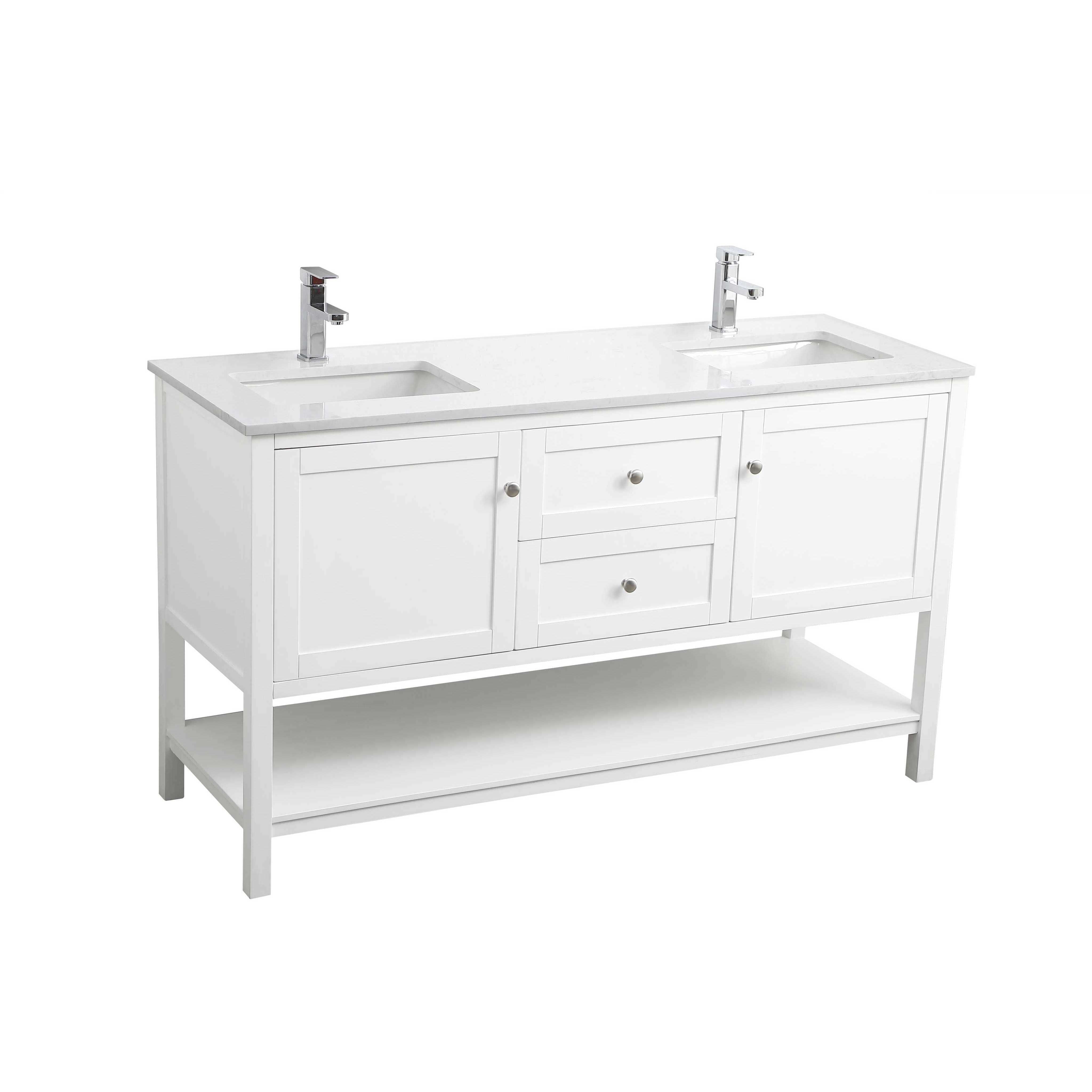 Heath 60 X 21.5 X 35 inch White Vanity Sink Set