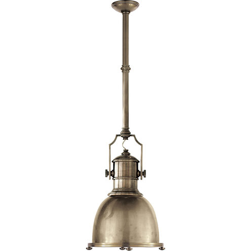 Chapman & Myers Country Industrial 1 Light 14 inch Antique Nickel Pendant Ceiling Light, Small