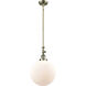 Franklin Restoration Beacon 1 Light 12 inch Antique Brass Mini Pendant Ceiling Light in Incandescent, Matte White, Franklin Restoration